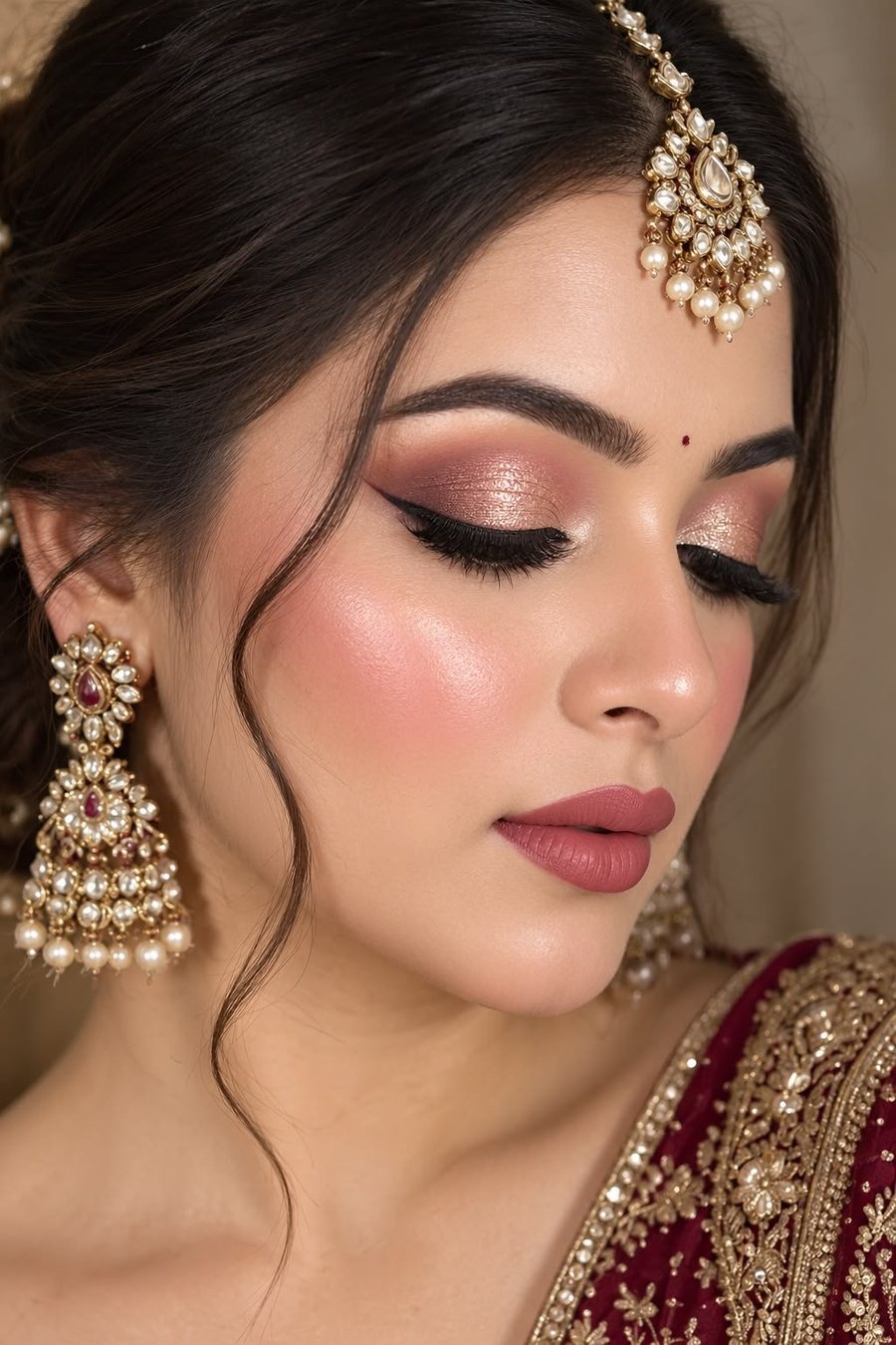 HD and airbrush makeup close-up